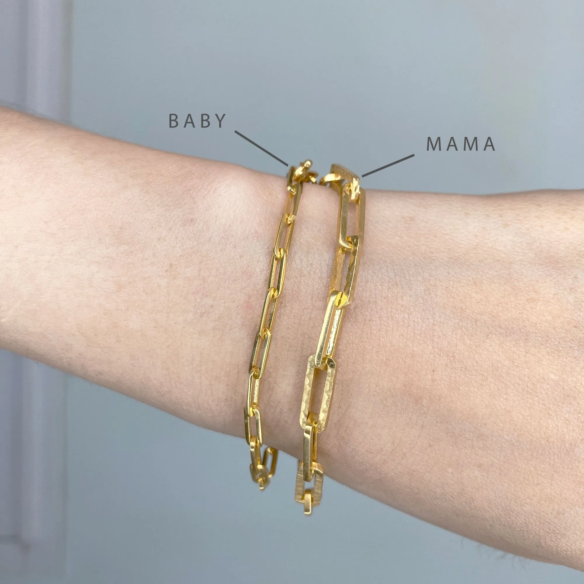 Baby Paperclip 14k Yellow Gold Bracelet 7''