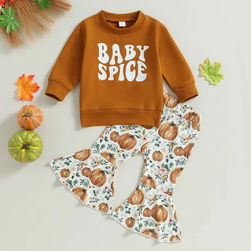 BABY SPICE Thanksgiving Autumn Pumpkin Outfit Girls to 4T