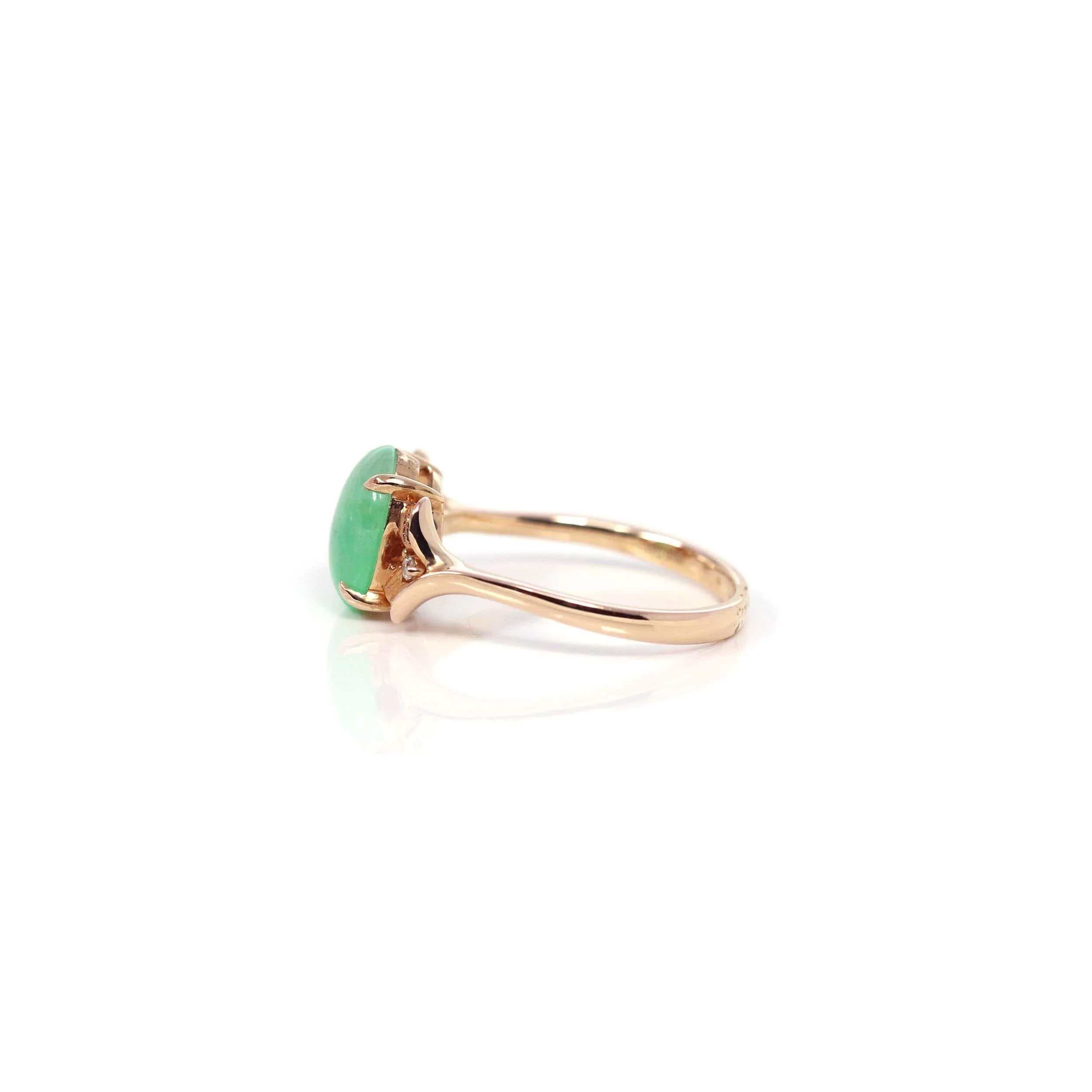 Baikalla? "Aretha" 18k Rose Gold Natural Imperial Jadeite Morning Glory Engagement Ring