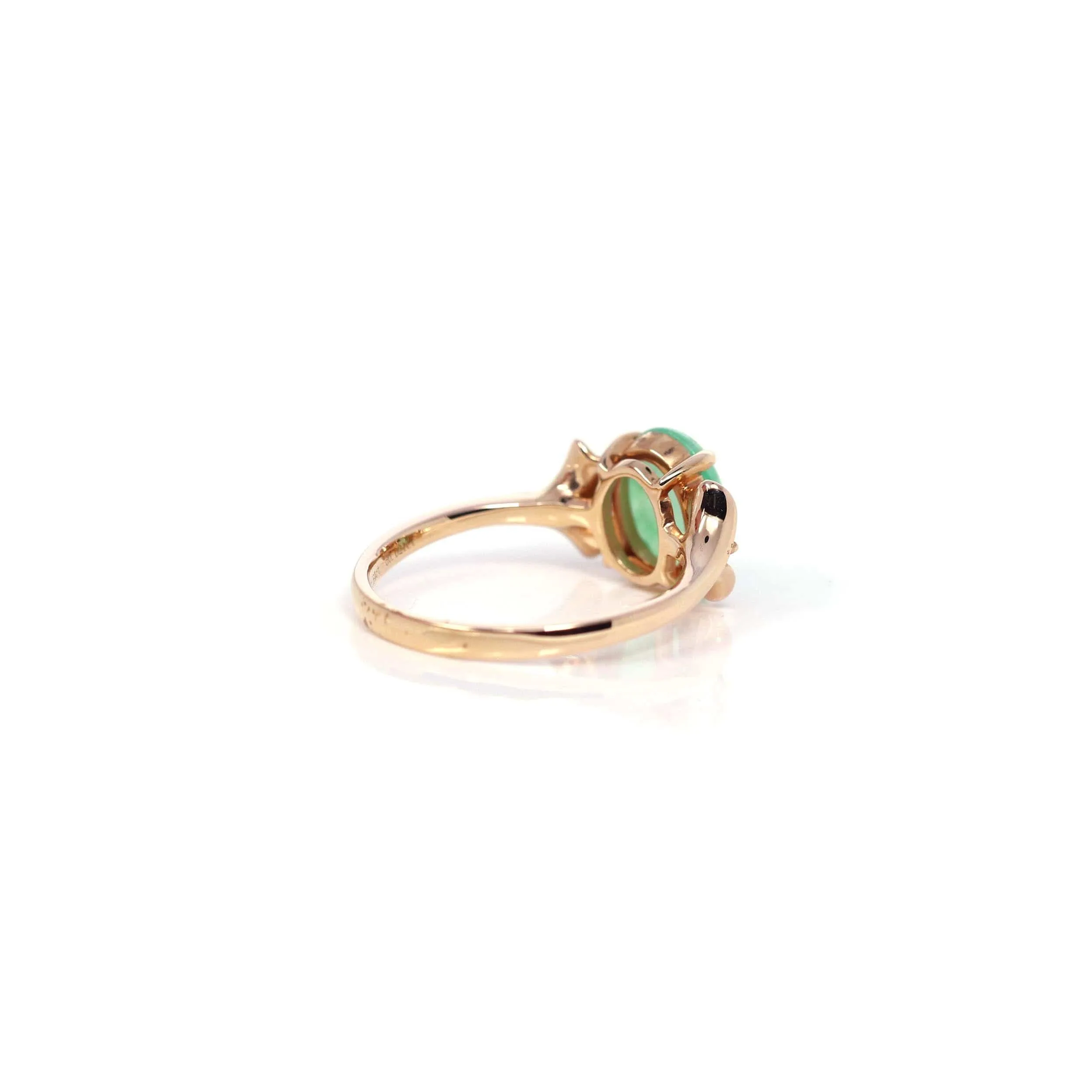 Baikalla? "Aretha" 18k Rose Gold Natural Imperial Jadeite Morning Glory Engagement Ring