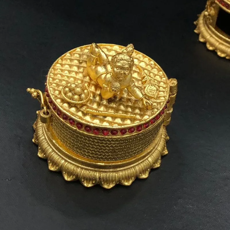 Bal Gopal Antique Gold Finish Cute Sindoor Dabbi for Women - SAY001BGL