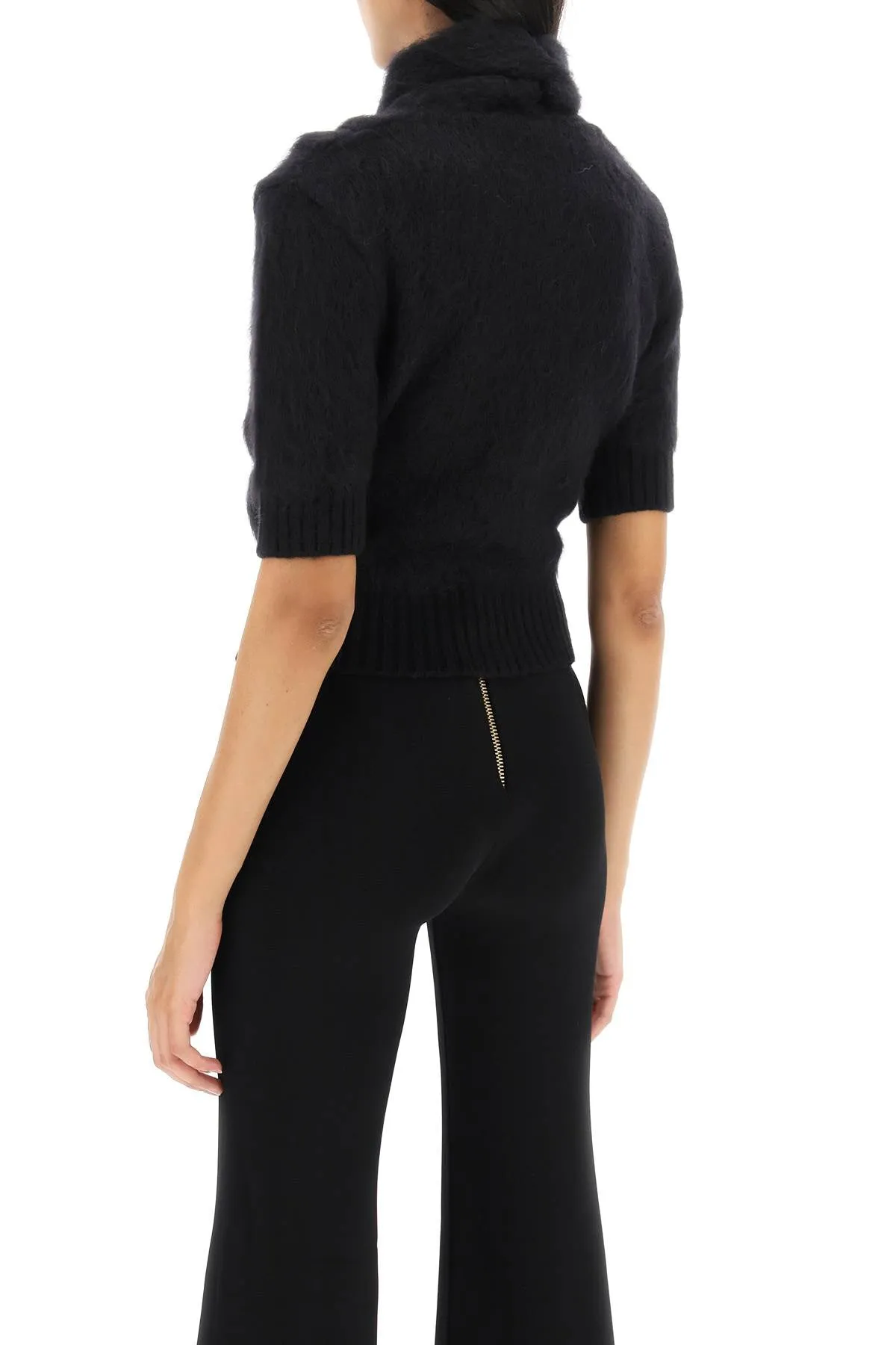 Balmain brushed-yarn surplice top