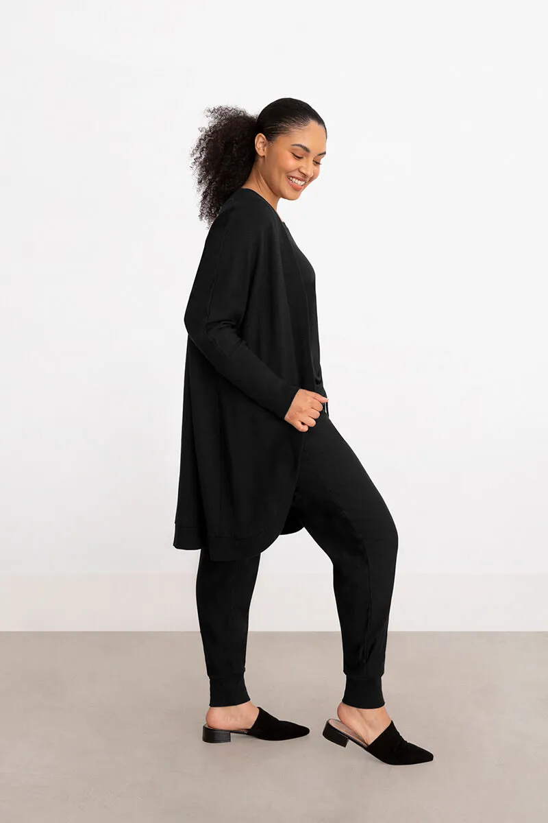 Bamboo Fleece Cocoon Cardi | Black