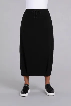 Bamboo Fleece Pleat Hem Skirt | Black