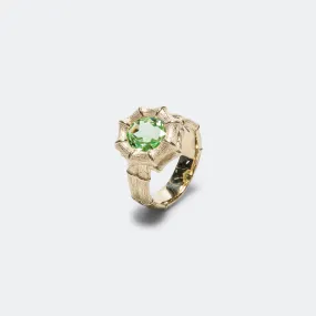 Bamboo Ring - Green/9K Gold