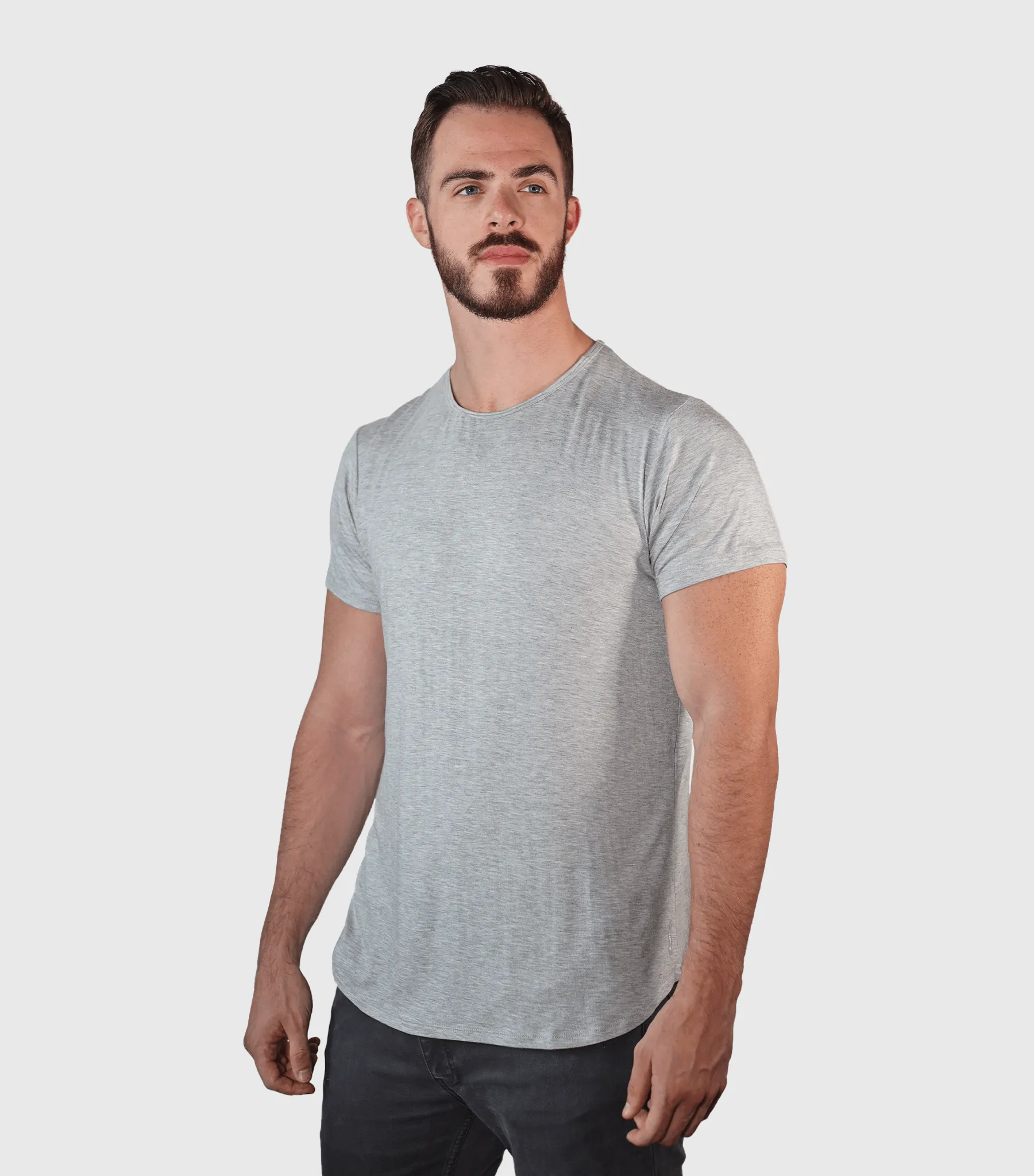 Bamboo Swift Curve-Hem T-Shirt - Heather Grey