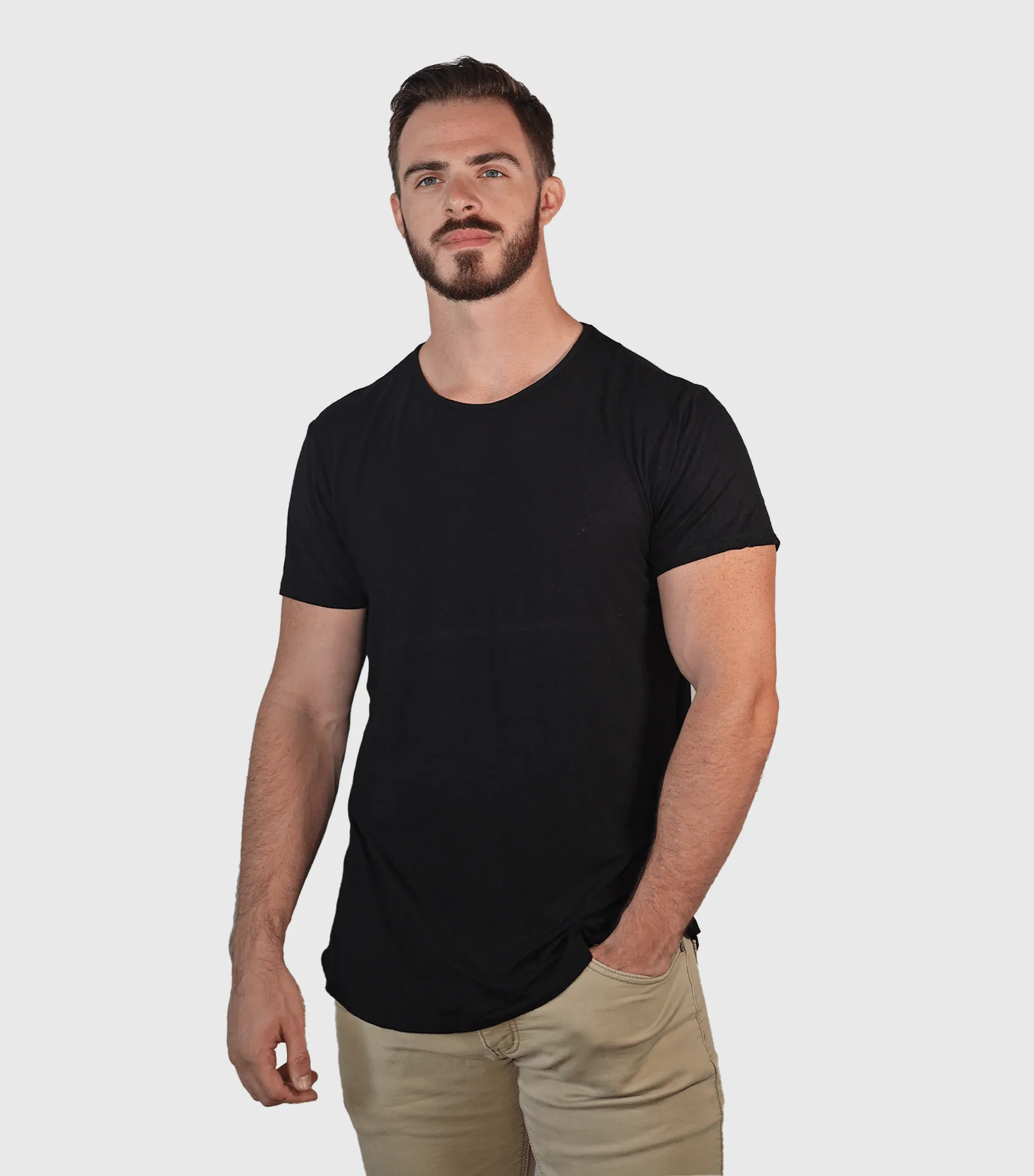 Bamboo Swift Curve-Hem T-Shirt - Heather Grey