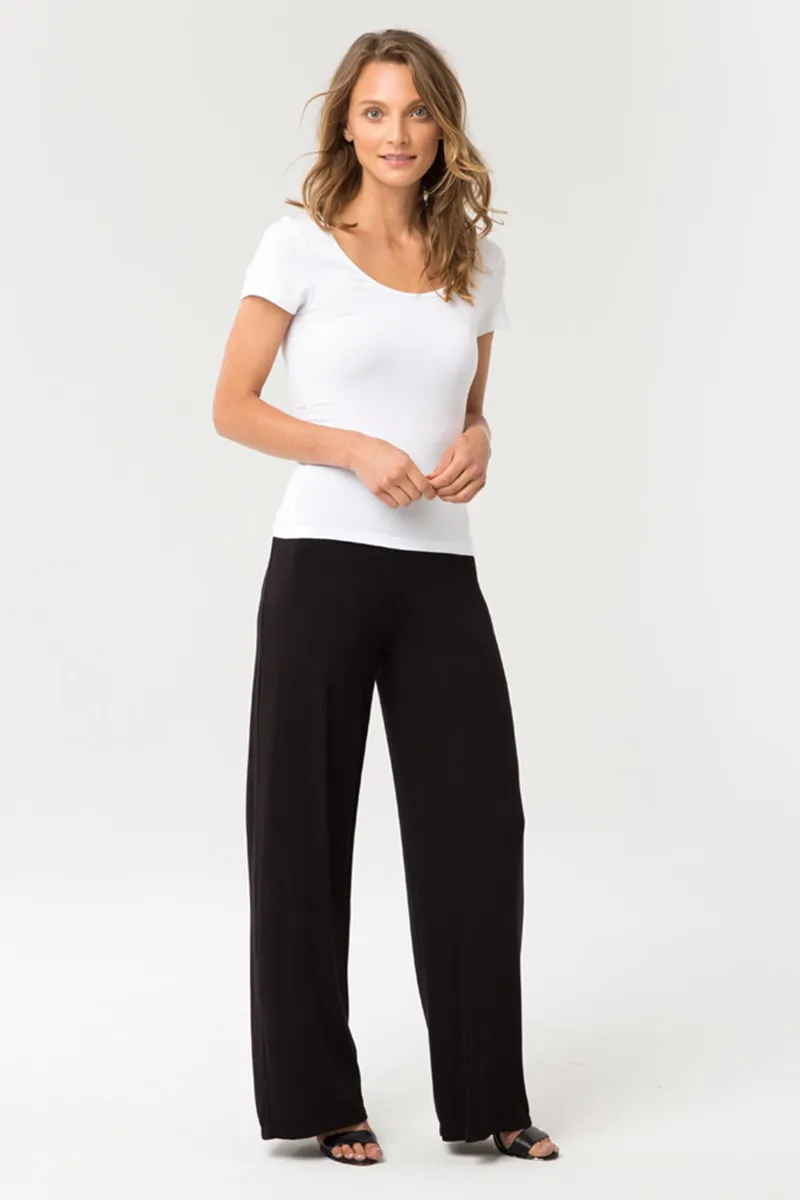 Bamboo Wide Leg Pant  - Black