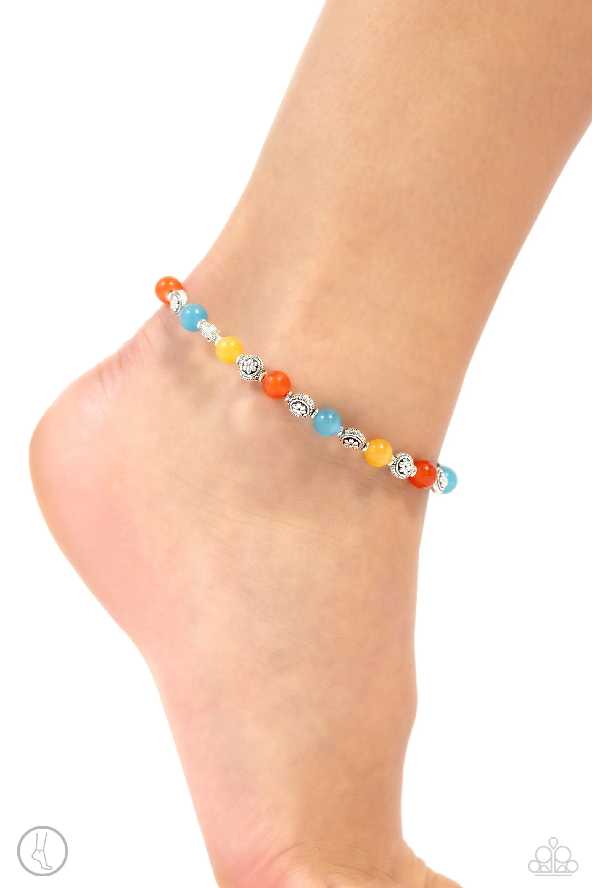 Beachy Bouquet Multi Cat's Eye Stone Anklet - Paparazzi Accessories