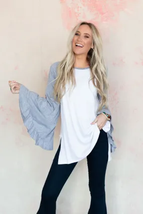 Bell Sleeve Baseball Tee - Gray