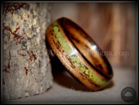 Bentwood Ring - Inlaid Ole Smoky Olive Wood Ring with Green Apple Turquoise Inlay