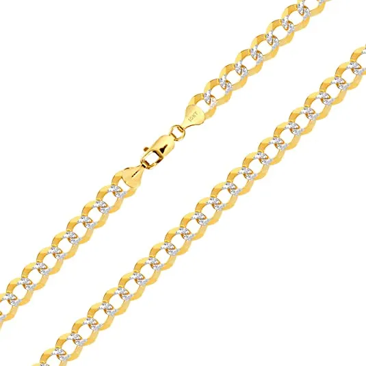 Better Jewelry 10K Gold 6.5mm Cuban Chain Diamond Cut Two Tone