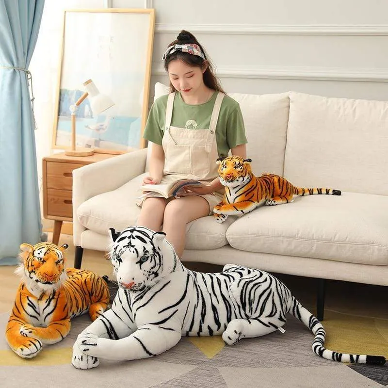 Big Lifelike Tiger Panther Plush Toy Soft Stuffed Animals Simulation White Tiger Jaguar Doll Children Kids Birthday Gift