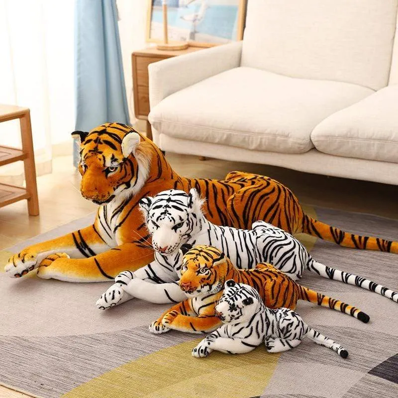 Big Lifelike Tiger Panther Plush Toy Soft Stuffed Animals Simulation White Tiger Jaguar Doll Children Kids Birthday Gift