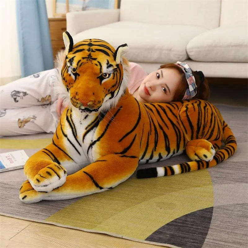 Big Lifelike Tiger Panther Plush Toy Soft Stuffed Animals Simulation White Tiger Jaguar Doll Children Kids Birthday Gift