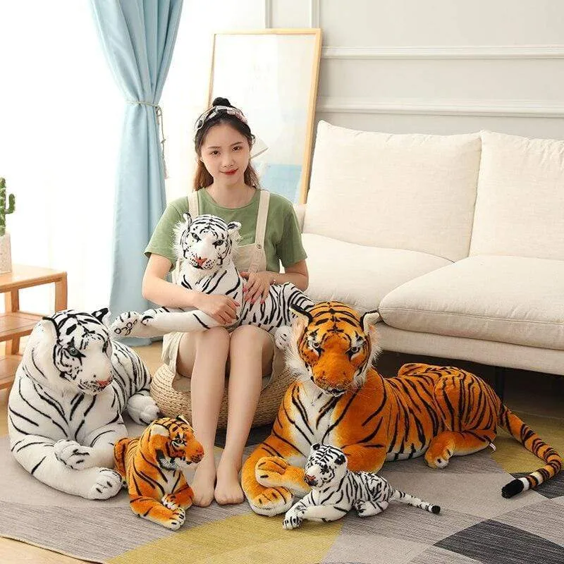 Big Lifelike Tiger Panther Plush Toy Soft Stuffed Animals Simulation White Tiger Jaguar Doll Children Kids Birthday Gift