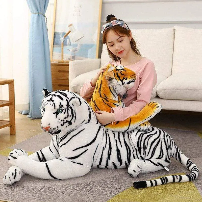 Big Lifelike Tiger Panther Plush Toy Soft Stuffed Animals Simulation White Tiger Jaguar Doll Children Kids Birthday Gift