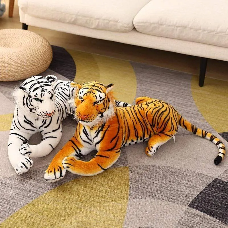 Big Lifelike Tiger Panther Plush Toy Soft Stuffed Animals Simulation White Tiger Jaguar Doll Children Kids Birthday Gift