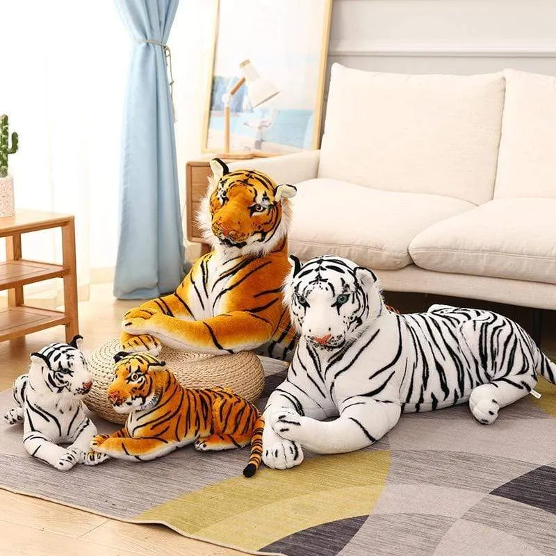 Big Lifelike Tiger Panther Plush Toy Soft Stuffed Animals Simulation White Tiger Jaguar Doll Children Kids Birthday Gift