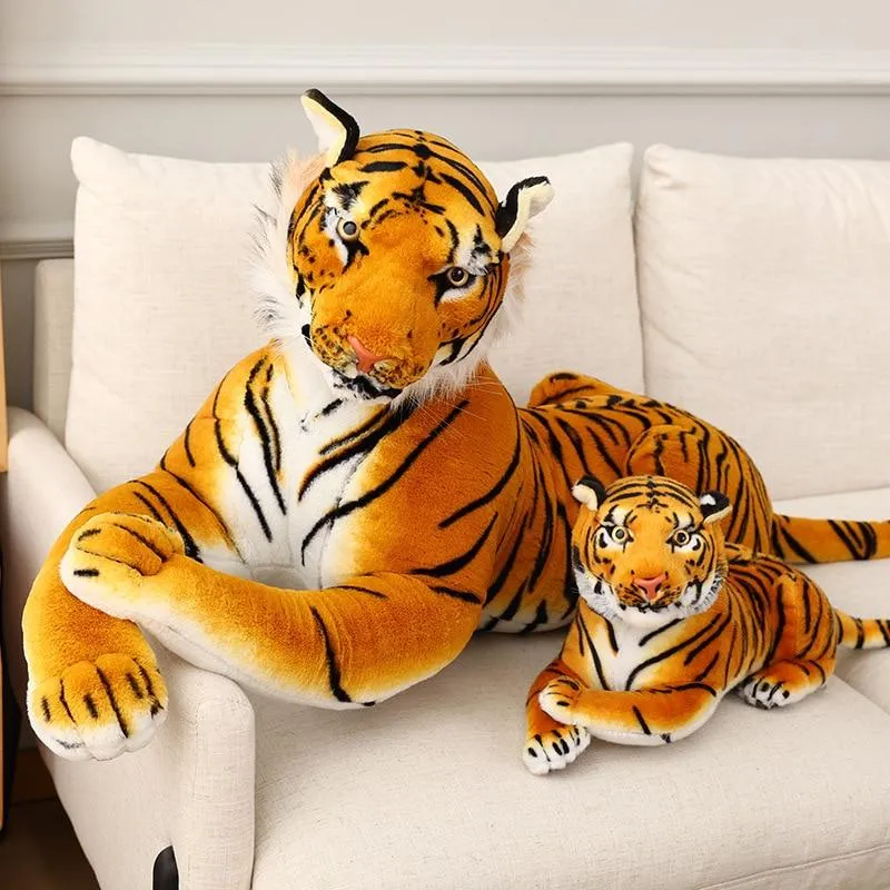 Big Lifelike Tiger Panther Plush Toy Soft Stuffed Animals Simulation White Tiger Jaguar Doll Children Kids Birthday Gift