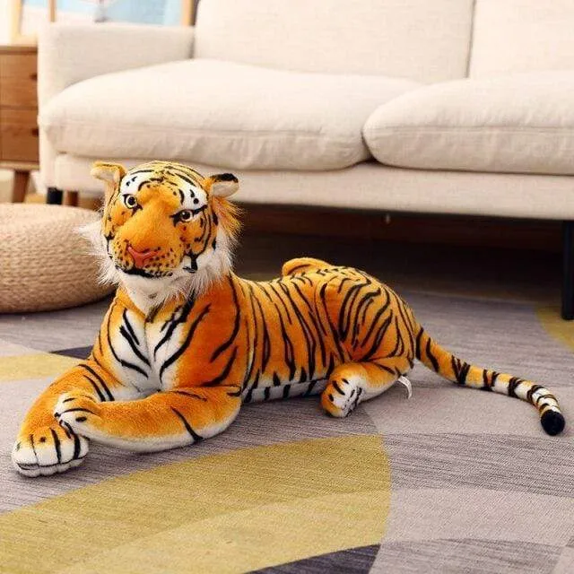 Big Lifelike Tiger Panther Plush Toy Soft Stuffed Animals Simulation White Tiger Jaguar Doll Children Kids Birthday Gift