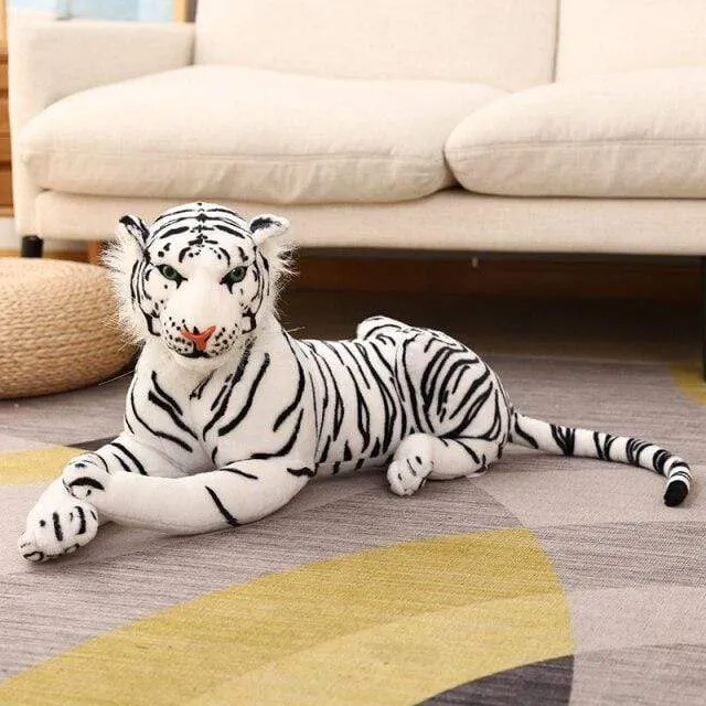 Big Lifelike Tiger Panther Plush Toy Soft Stuffed Animals Simulation White Tiger Jaguar Doll Children Kids Birthday Gift