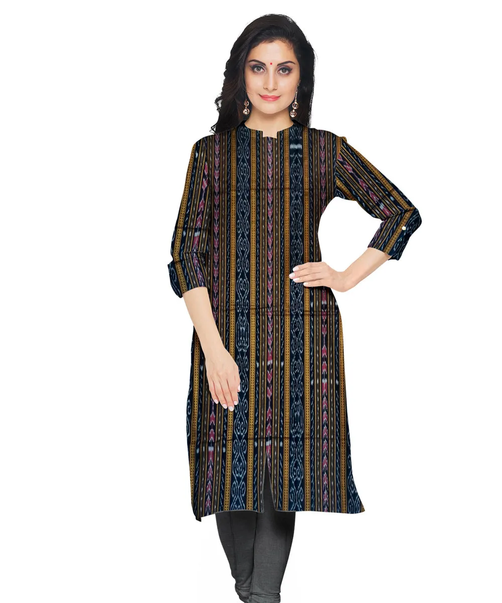 Black grey handwoven nuapatna cotton dress material