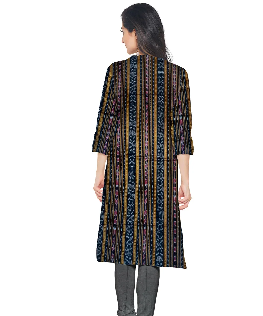 Black grey handwoven nuapatna cotton dress material