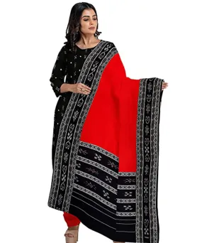 Black handwoven nuapatna cotton dress material