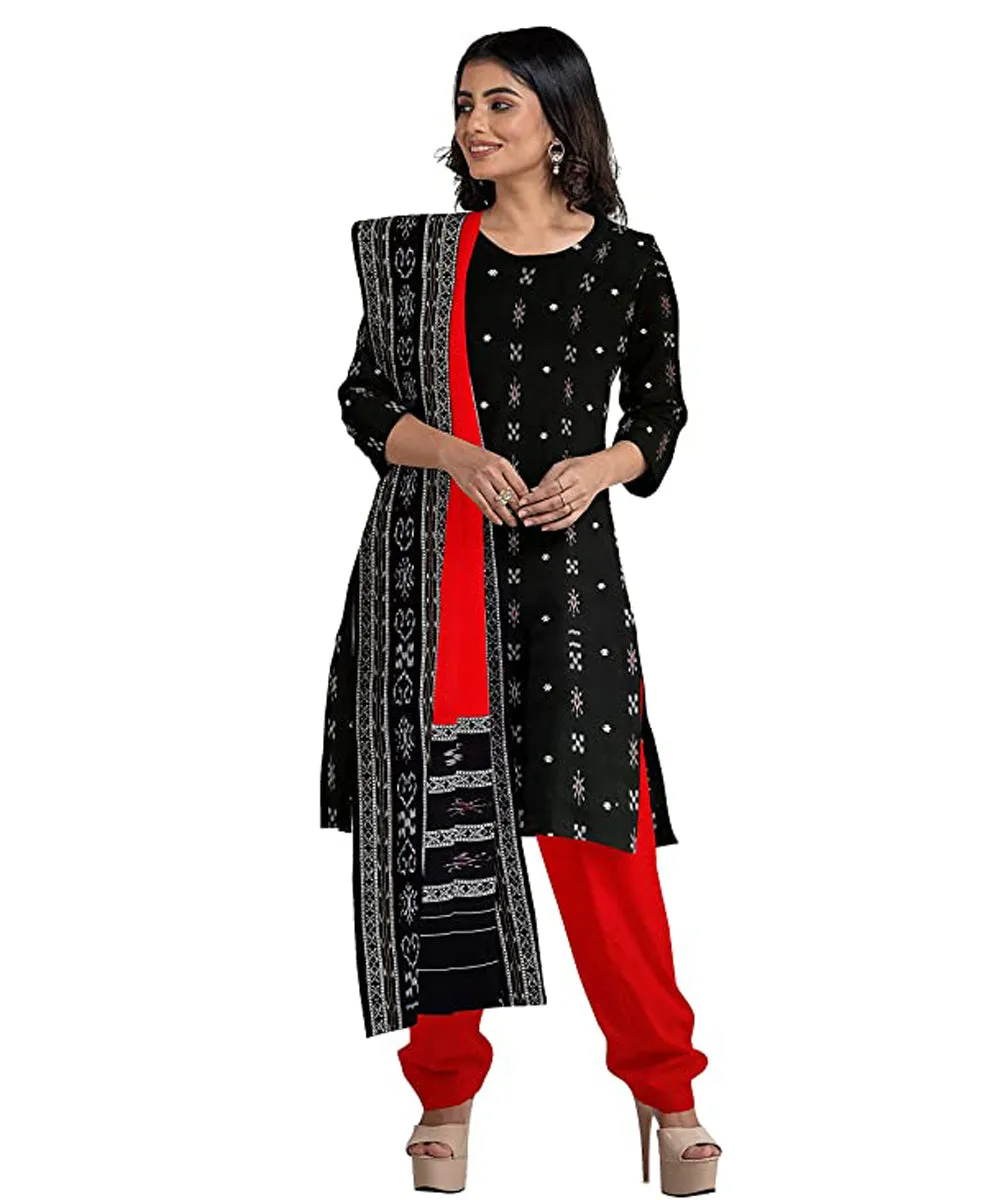 Black handwoven nuapatna cotton dress material