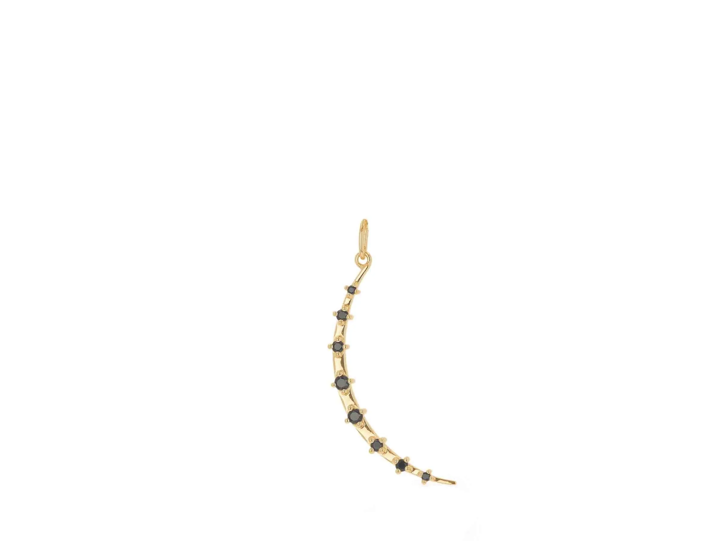 Black Spinel Crescent Moon Charm