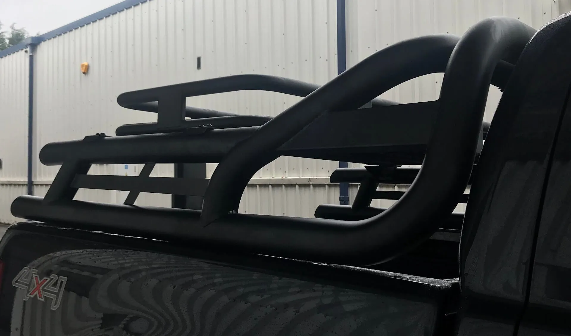 Black SUS201 Long Arm Roll Bar with Cargo Basket Rack for the Ford Ranger 2012 