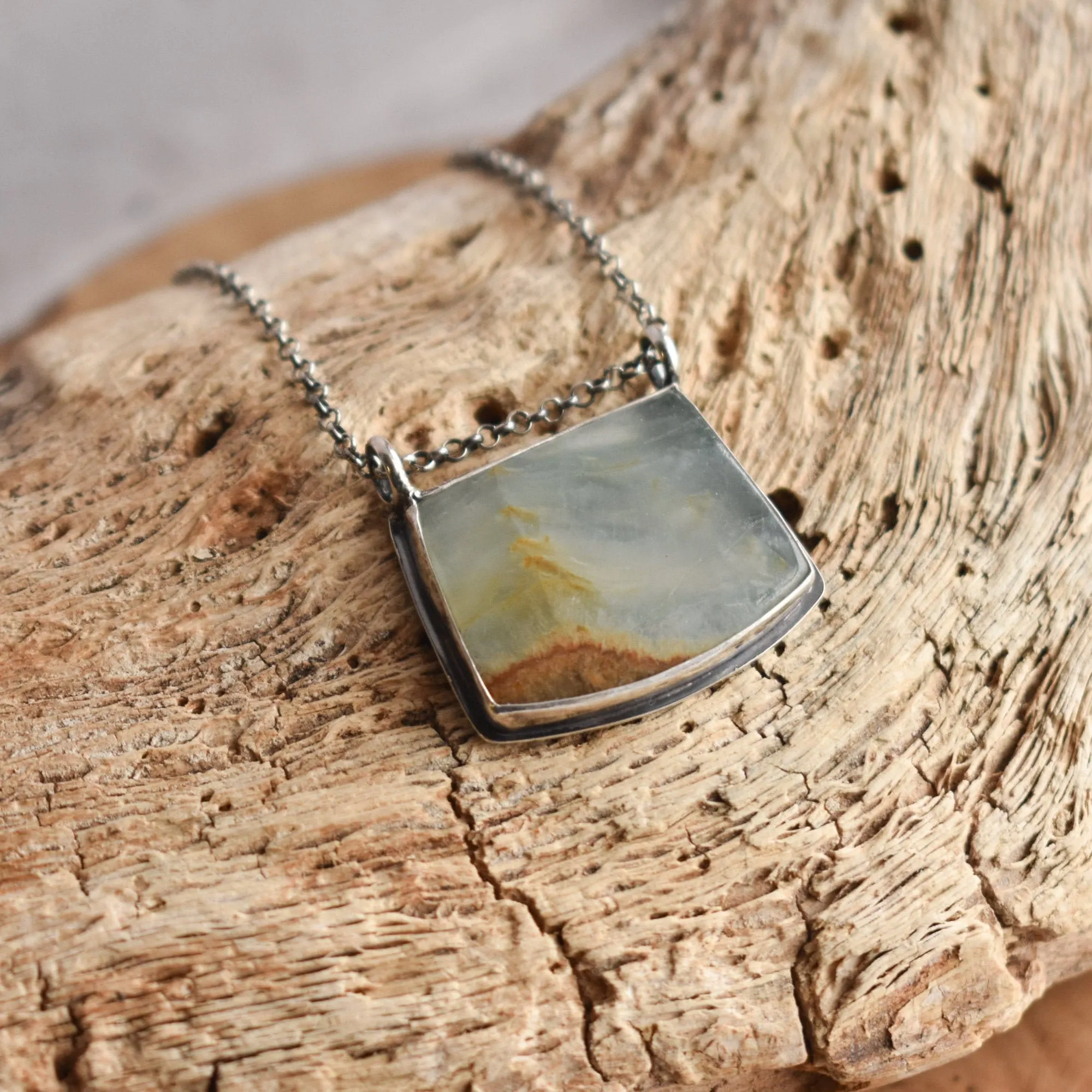 Blue Calcite Necklace - Unique Silversmith Pendant - Cornflower Blue Pendant - Calcite Pendant - Sterling Silver