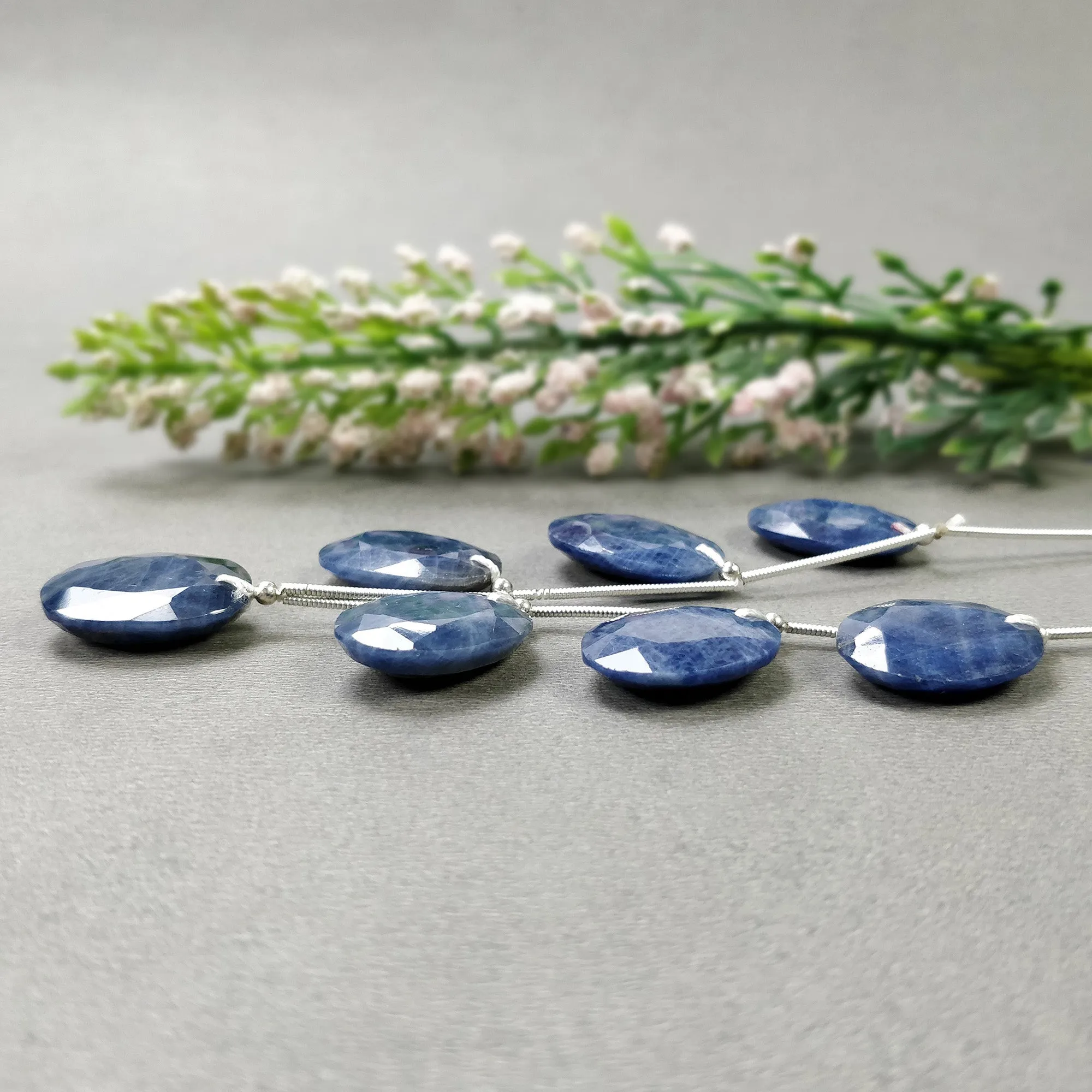 BLUE SAPPHIRE Gemstone Normal Cut Loose Bedas : 121.00cts Natural Untreated Sapphire Oval Shape Faceted Beads 20*15mm (With Video)