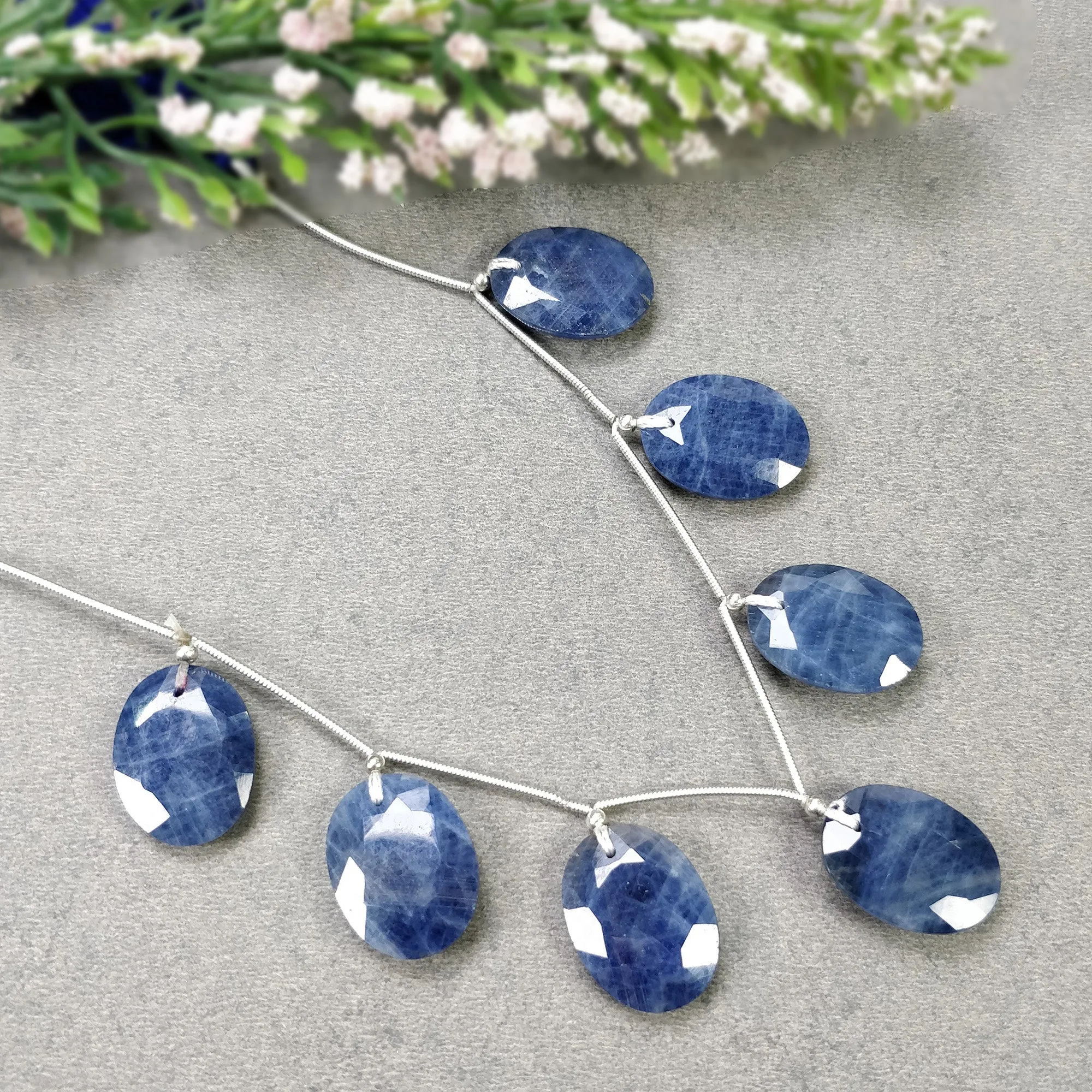 BLUE SAPPHIRE Gemstone Normal Cut Loose Bedas : 121.00cts Natural Untreated Sapphire Oval Shape Faceted Beads 20*15mm (With Video)