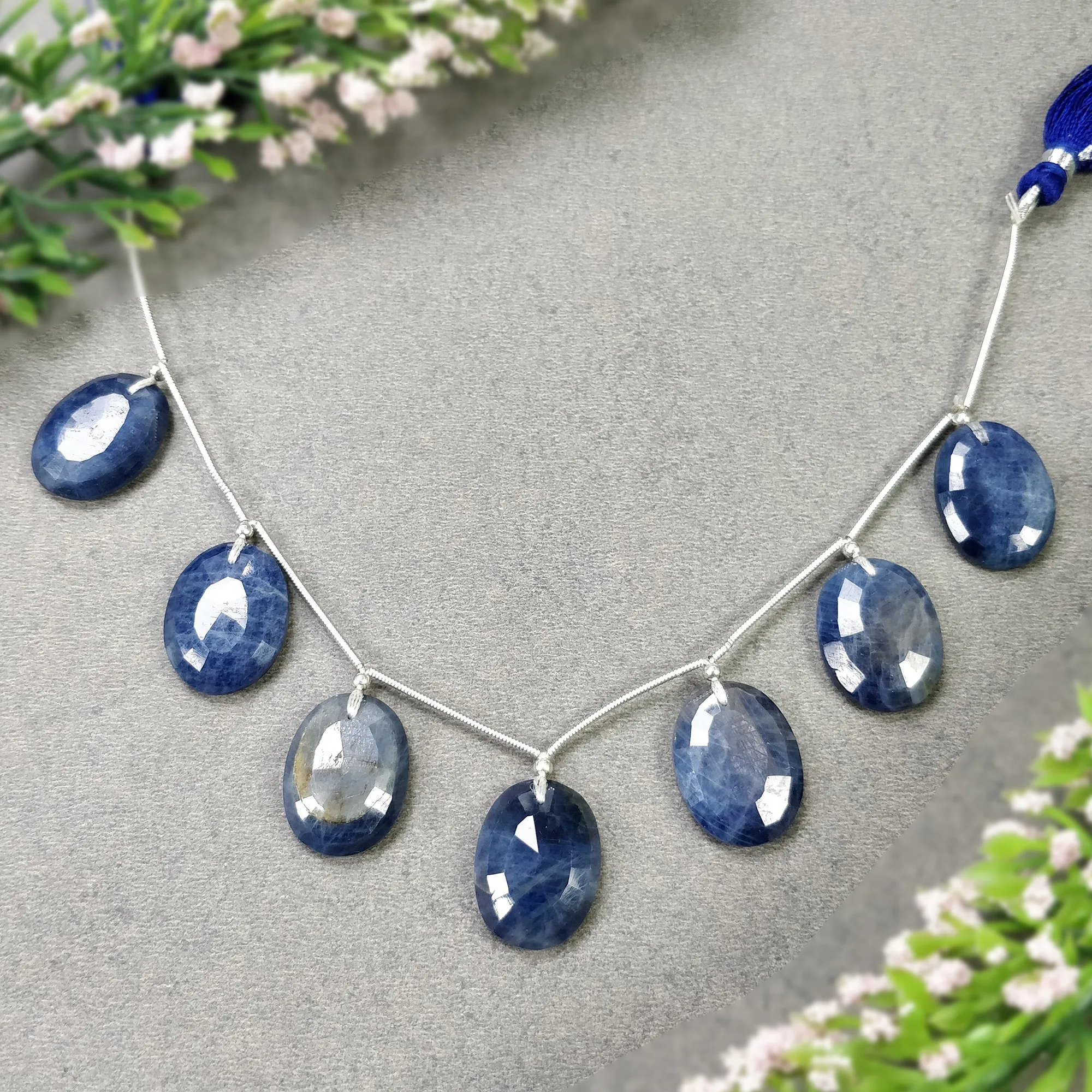 BLUE SAPPHIRE Gemstone Normal Cut Loose Bedas : 121.00cts Natural Untreated Sapphire Oval Shape Faceted Beads 20*15mm (With Video)