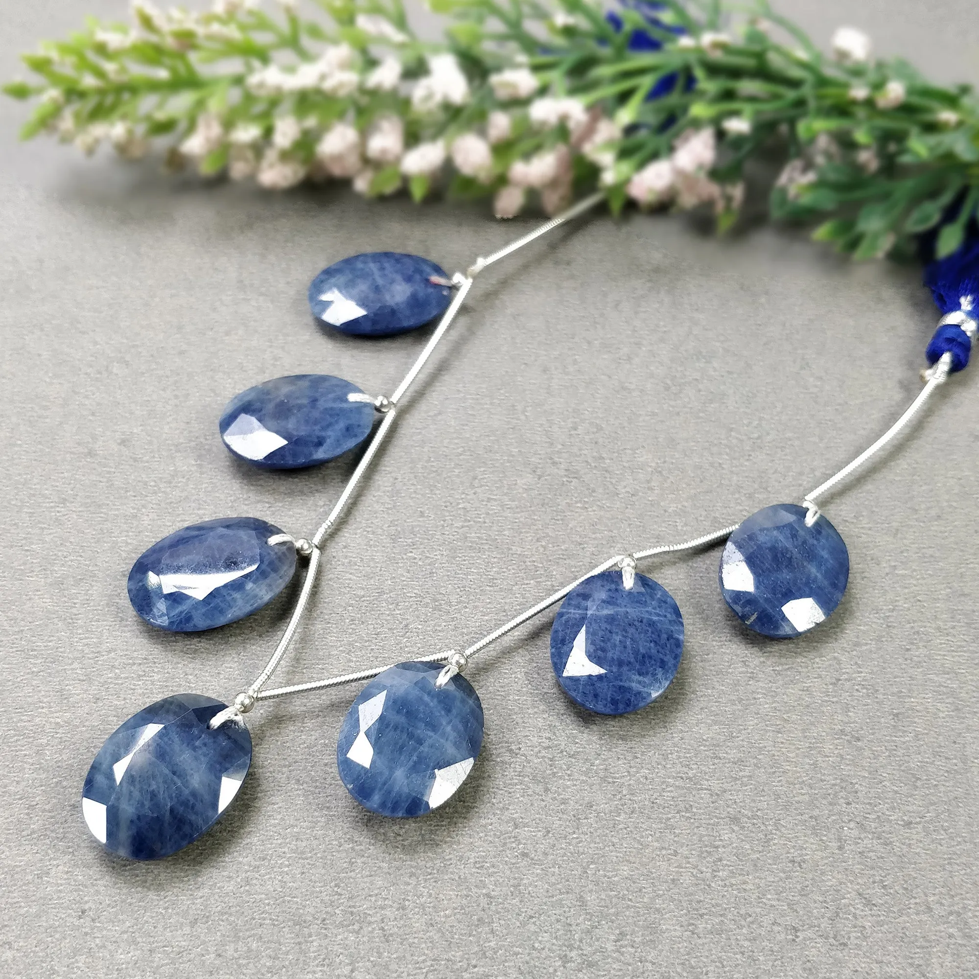 BLUE SAPPHIRE Gemstone Normal Cut Loose Bedas : 121.00cts Natural Untreated Sapphire Oval Shape Faceted Beads 20*15mm (With Video)