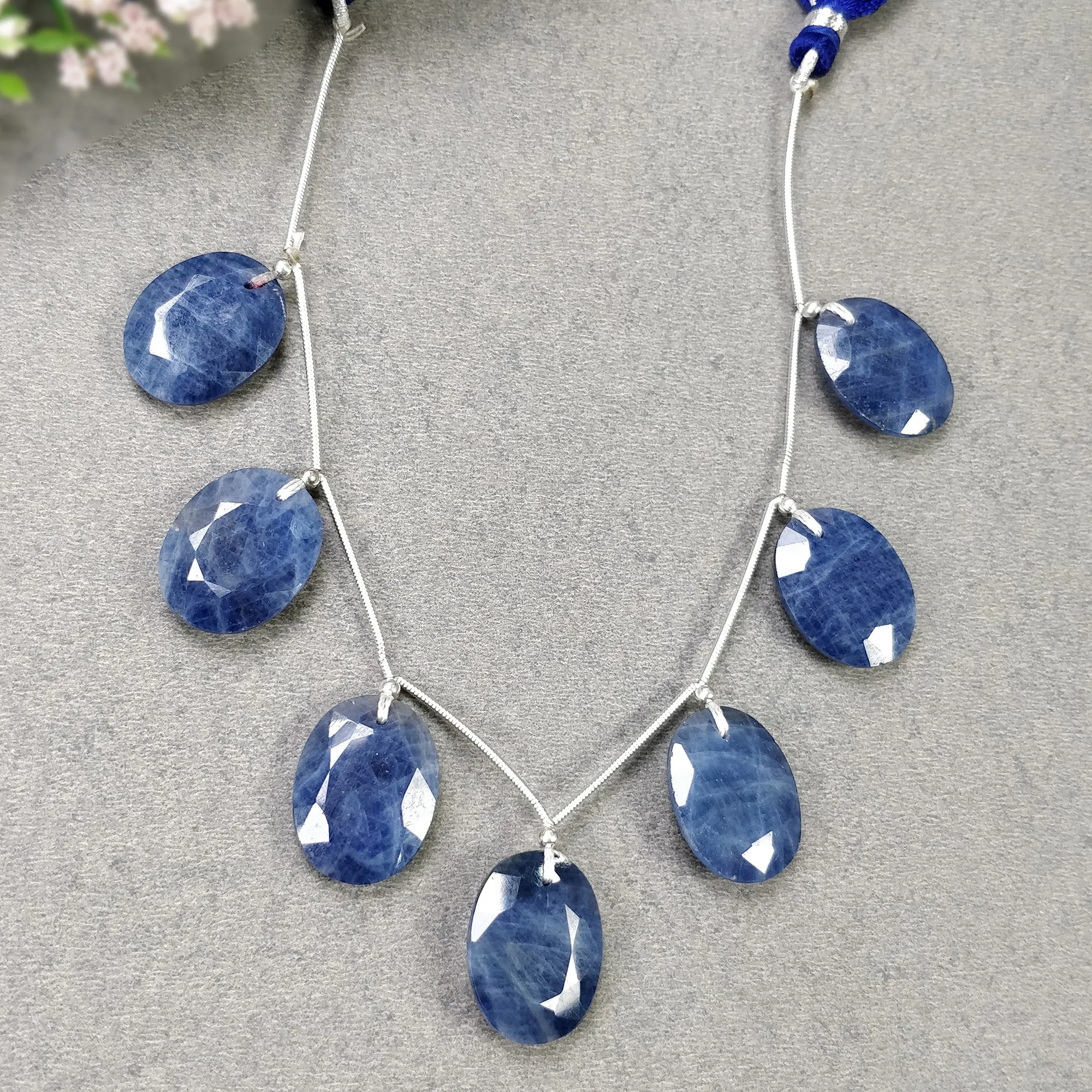 BLUE SAPPHIRE Gemstone Normal Cut Loose Bedas : 121.00cts Natural Untreated Sapphire Oval Shape Faceted Beads 20*15mm (With Video)