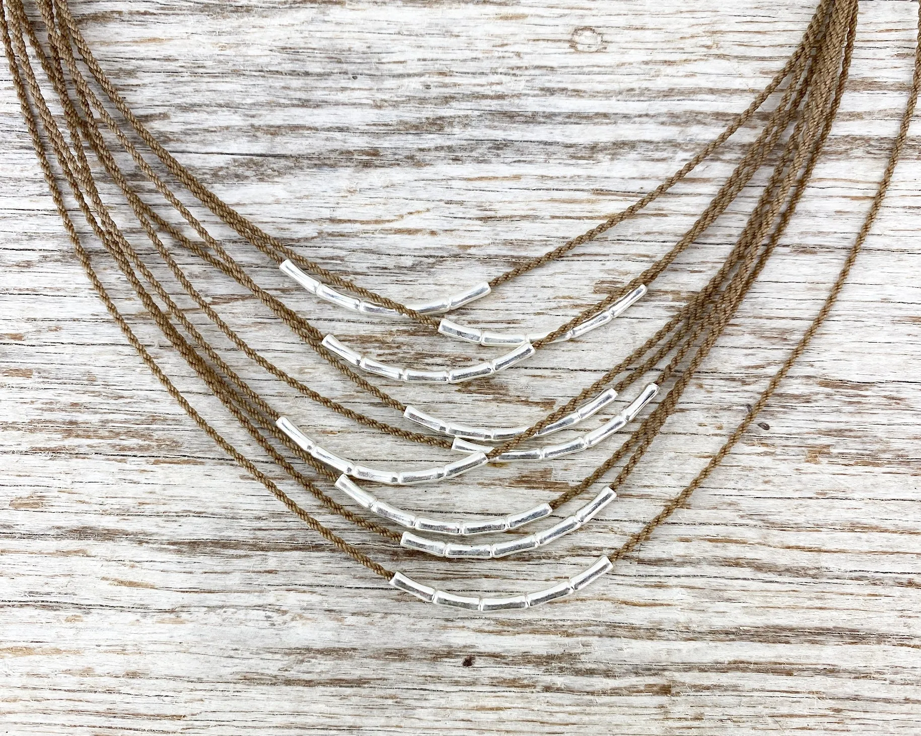 Bohemian Necklace-Sterling Silver Bamboo