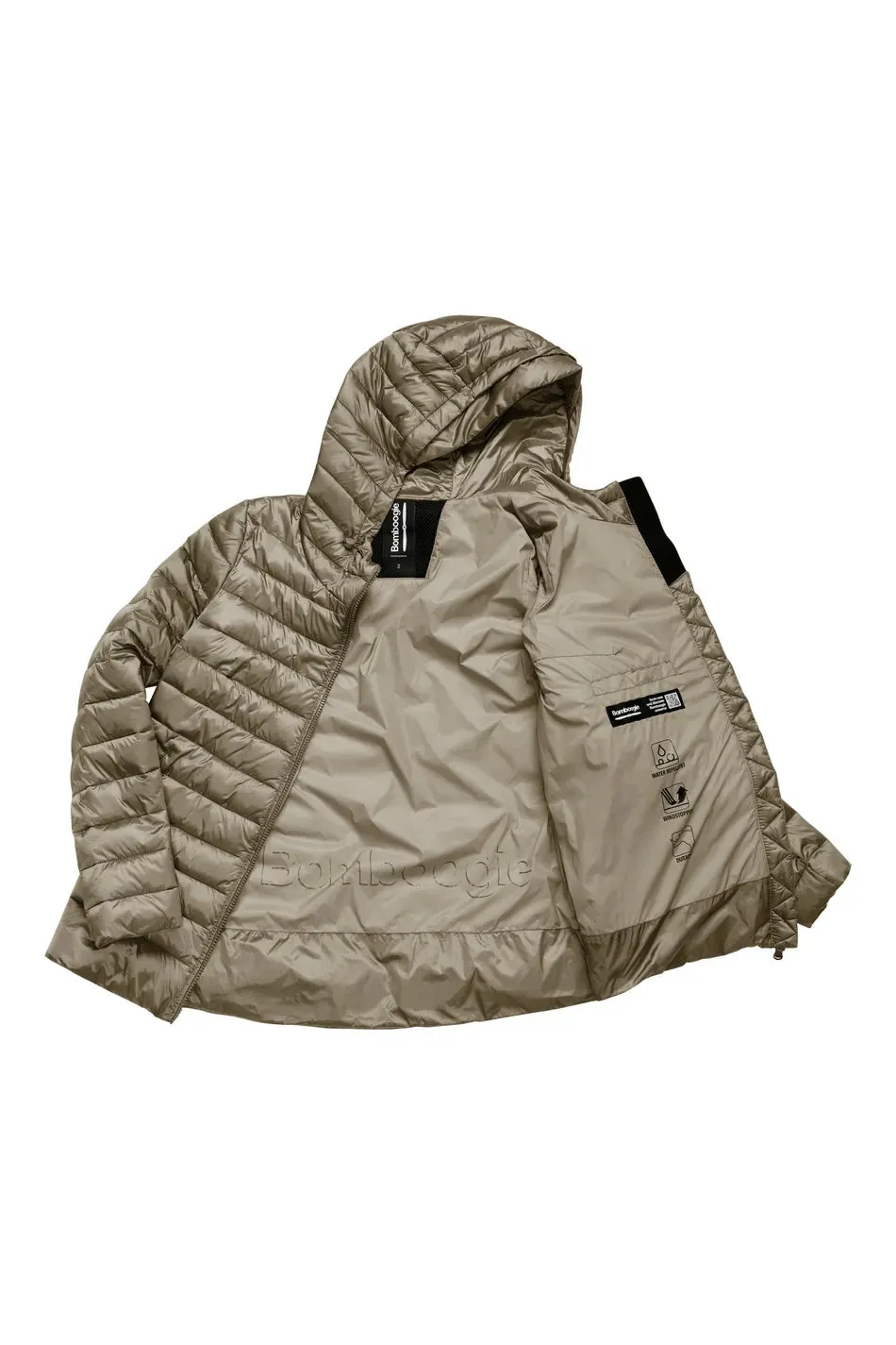 Bomboogie Lightweight hooded down jacket for women GW7805TDLC104 bronze