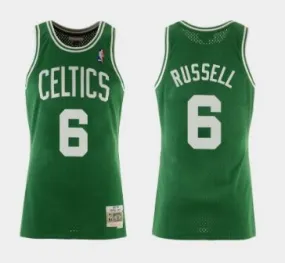 Boston Celtics #6 Bill Russell Throwback Jersey Green