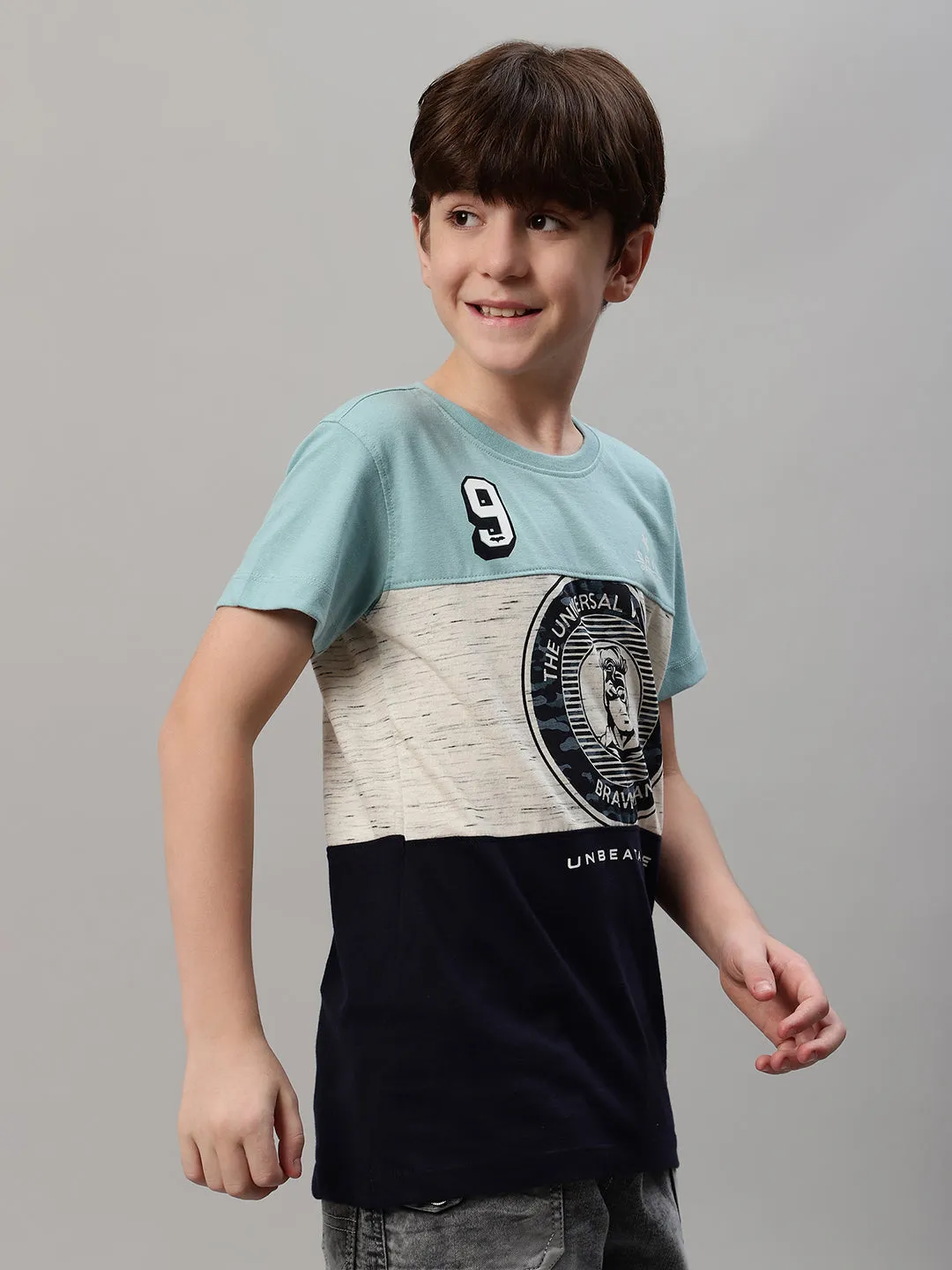 Boy's Navy Blue Graphic Print T-Shirt