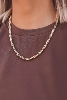 Braided Twisting Links Collar Necklace-Gold