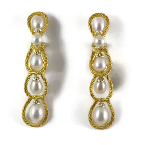 Buccellati Rete Pearls Drop Earrings with Pearls, 18k Yellow Gold