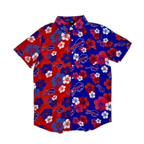 Buffalo Bills Split Color Floral Button Up Shirt