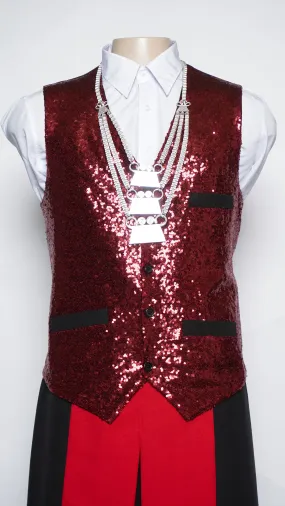 Burgundy Sequins Vest (46")