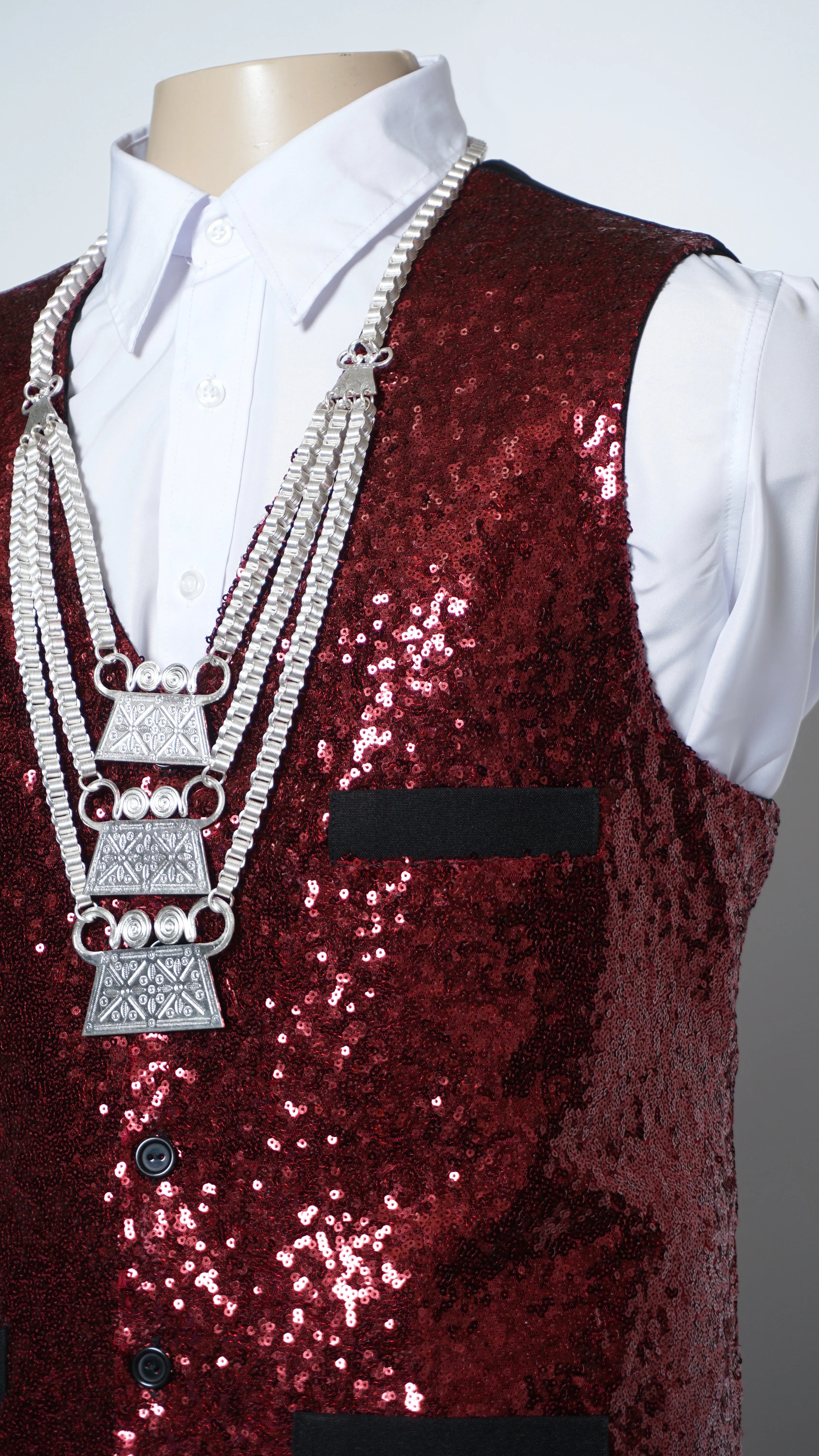 Burgundy Sequins Vest (46")