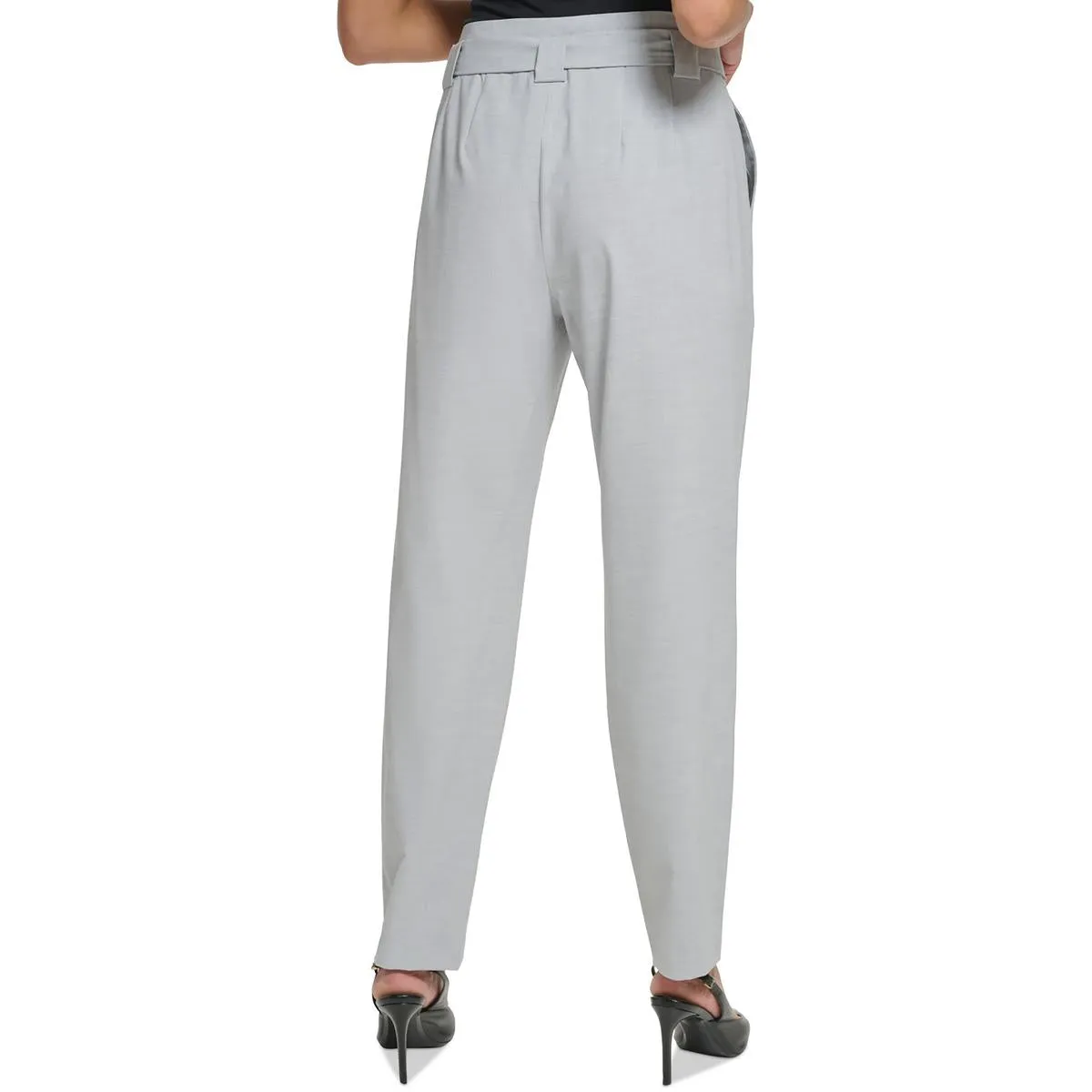 Calvin Klein Womens High Rise Pleated Straight Leg Pants