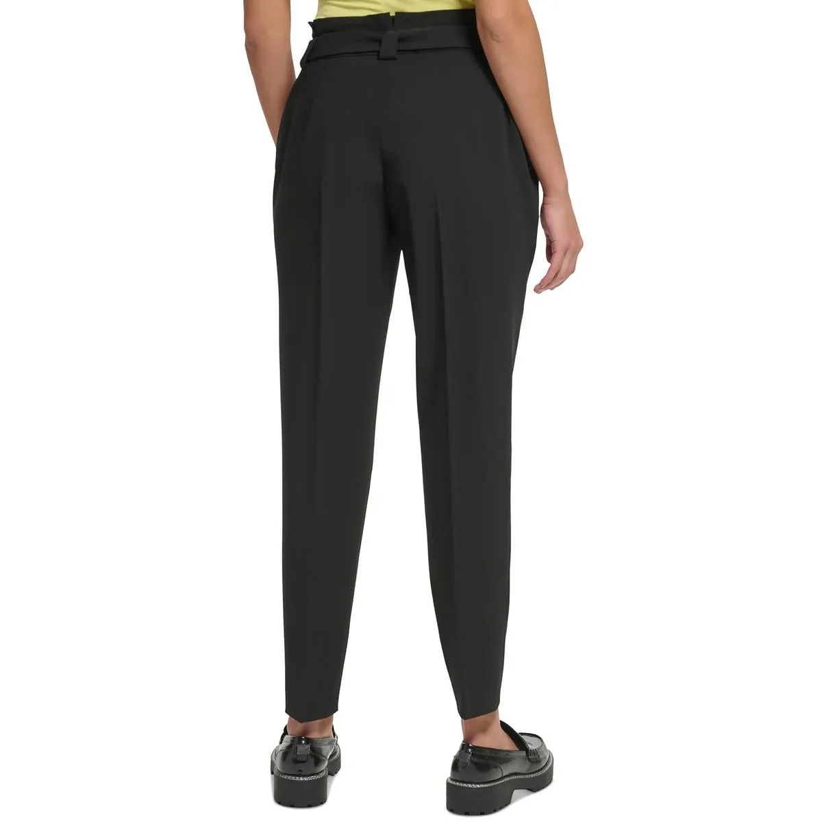 Calvin Klein Womens High Rise Tie-Waist Straight Leg Pants