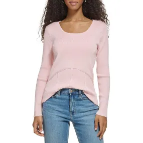 Calvin Klein Womens Ribbed Scoop Neck Pullover Sweater